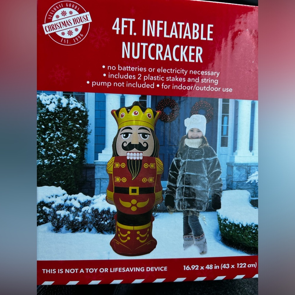 Festive Red and Gold Inflatable Nutcracker Decoration